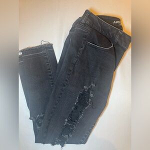 American Eagle Outfitters Black Distressed Skinny Jeans